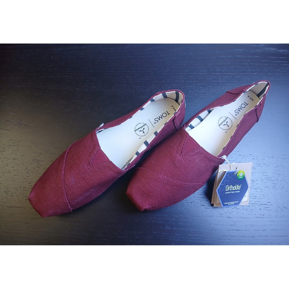 TOMS Womens Burgundy Canvas Alpargata Earthwise Slip On Shoes 9.5 10015766